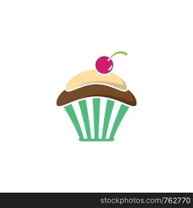 Cup cake logo vector icon illustration