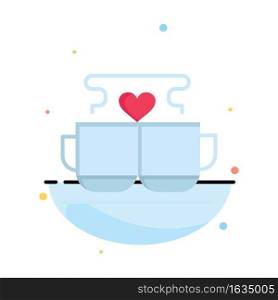 Cup, Coffee, Love, Heart, Valentine Abstract Flat Color Icon Template