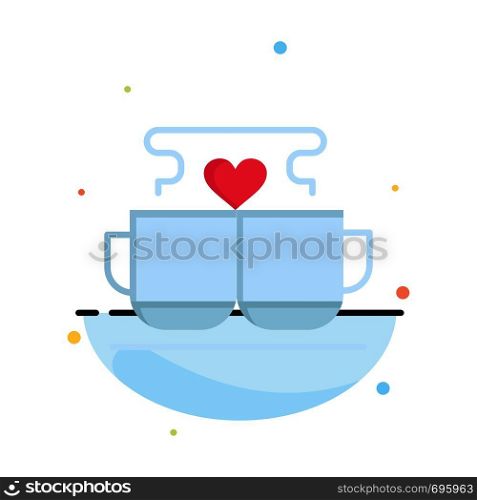 Cup, Coffee, Love, Heart, Valentine Business Logo Template. Flat Color