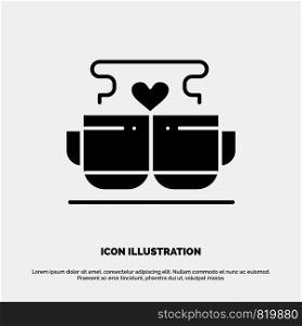 Cup, Coffee, Love, Heart, Valentine solid Glyph Icon vector