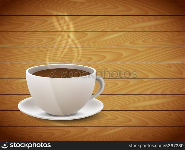 Cup coffee on wooden texture