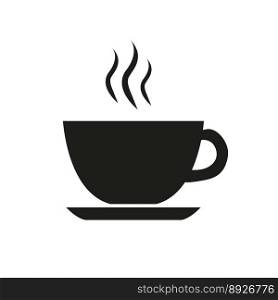 Cup coffee tea hot drink black vector image
