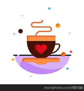 Cup, Coffee, Tea, Love Abstract Flat Color Icon Template