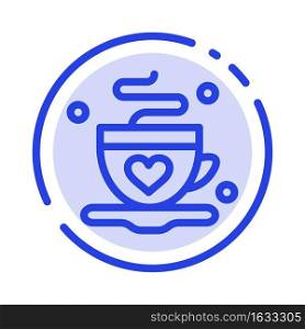 Cup, Coffee, Tea, Love Blue Dotted Line Line Icon