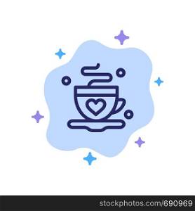 Cup, Coffee, Tea, Love Blue Icon on Abstract Cloud Background