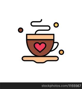 Cup, Coffee, Tea, Love Flat Color Icon. Vector icon banner Template