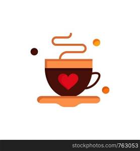 Cup, Coffee, Tea, Love Flat Color Icon. Vector icon banner Template