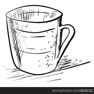 Cup drawing, illustration, vector on white background.
