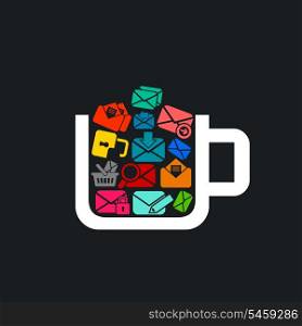 Cup filled the letter. A vector illustration