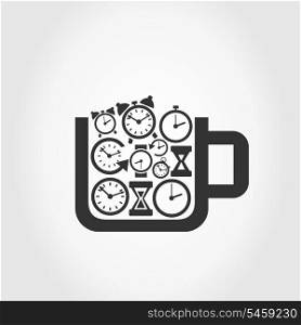 Cup filled with hours. A vector illustration