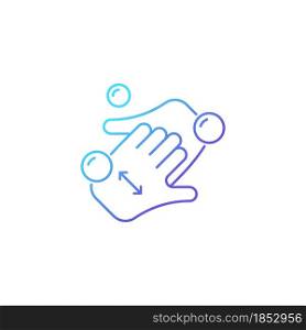 Cup fingers gradient linear vector icon. Cleaning hands and nails with soap. Handwashing technique. Protect from germs. Thin line color symbol. Modern style pictogram. Vector isolated outline drawing. Cup fingers gradient linear vector icon