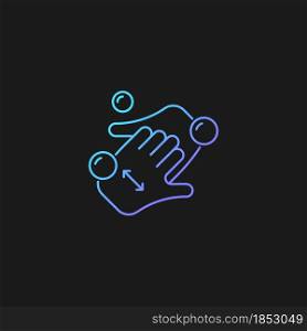 Cup fingers gradient vector icon for dark theme. Cleaning hands and nails with soap. Handwashing technique. Thin line color symbol. Modern style pictogram. Vector isolated outline drawing. Cup fingers gradient vector icon for dark theme