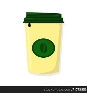 Cup for coffee in flat style with shadow, vector. Cup for coffee in flat style with shadow
