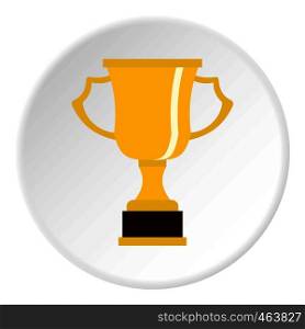 Cup for win icon in flat circle isolated vector illustration for web. Cup for win icon circle
