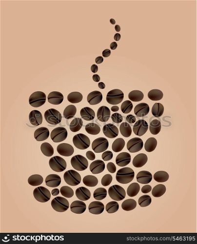 Cup from coffee grains. Coffee cup made of coffee grains. A vector illustration