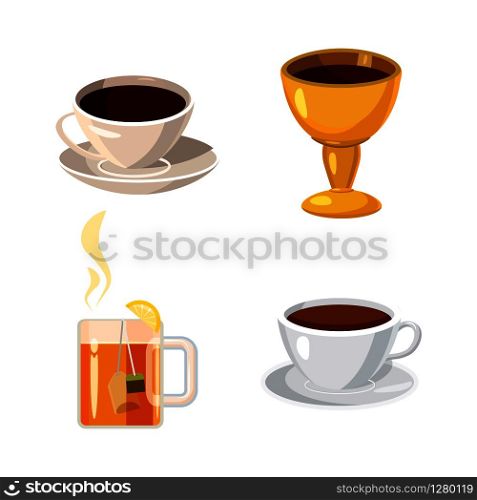 Cup icon set. Cartoon set of cup vector icons for web design isolated on white background. Cup icon set, cartoon style