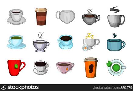Cup icon set. Cartoon set of cup vector icons for your web design isolated on white background. Cup icon set, cartoon style