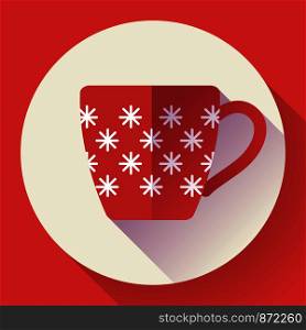Cup icon with snowflake. Flat designed style.. Cup icon with snowflakes