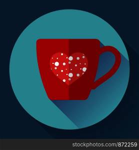 Cup icon with snowflake. Flat designed style.. Cup icon with snowflakes in heart