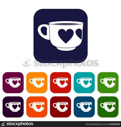 Cup icons set vector illustration in flat style In colors red, blue, green and other. Cup icons set flat