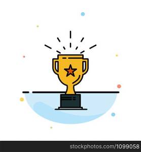 Cup, Medal, Prize, Trophy Abstract Flat Color Icon Template