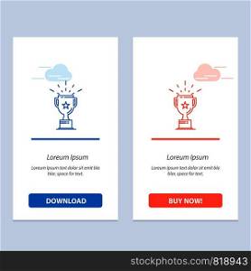 Cup, Medal, Prize, Trophy Blue and Red Download and Buy Now web Widget Card Template