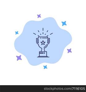 Cup, Medal, Prize, Trophy Blue Icon on Abstract Cloud Background