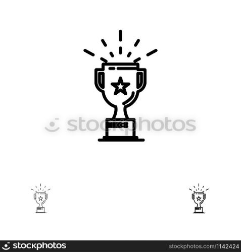 Cup, Medal, Prize, Trophy Bold and thin black line icon set