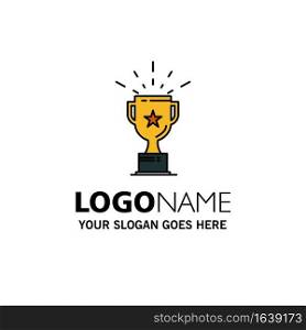 Cup, Medal, Prize, Trophy Business Logo Template. Flat Color