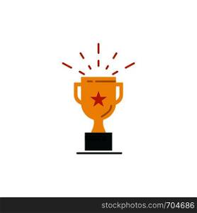 Cup, Medal, Prize, Trophy Flat Color Icon. Vector icon banner Template