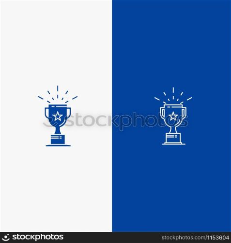 Cup, Medal, Prize, Trophy Line and Glyph Solid icon Blue banner Line and Glyph Solid icon Blue banner