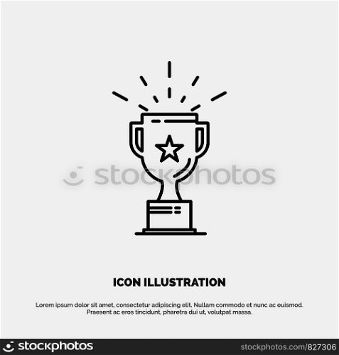 Cup, Medal, Prize, Trophy Line Icon Vector