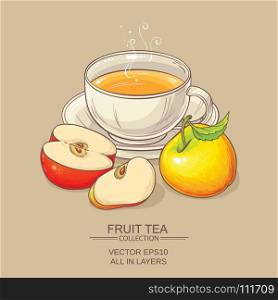 cup of apple tea. cup of apple tea on color background