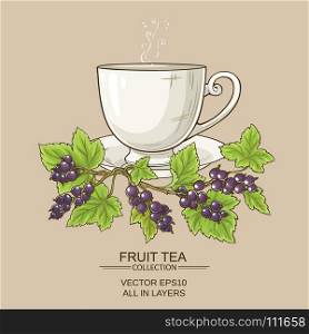 cup of black currant tea . cup of black currant tea on color background