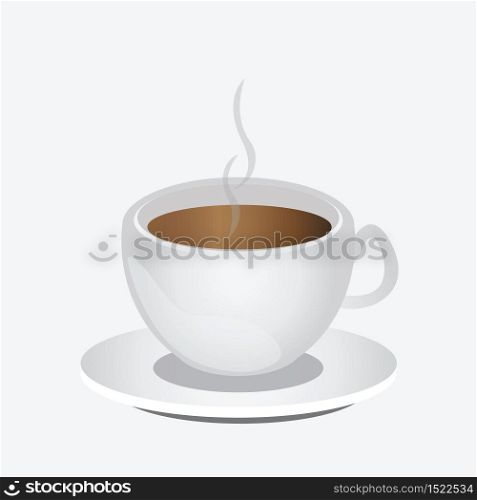 Cup of cappuccino coffee or latte isolated on white background, vector illustration.