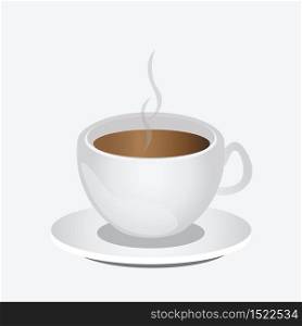 Cup of cappuccino coffee or latte isolated on white background, vector illustration.