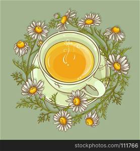 cup of chamomile tea. cup of chamomile tea on color background