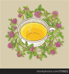 cup of clover tea. cup of clover tea on color background