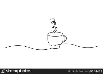 Cup of coffee continuous line drawing. Teacup one line art. Vector illustration. Stock image. EPS 10.. Cup of coffee continuous line drawing. Teacup one line art. Vector illustration. Stock image.