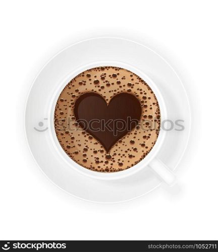 cup of coffee crema and symbol heart vector illustration isolated on white background