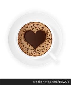 cup of coffee crema and symbol heart vector illustration isolated on white background