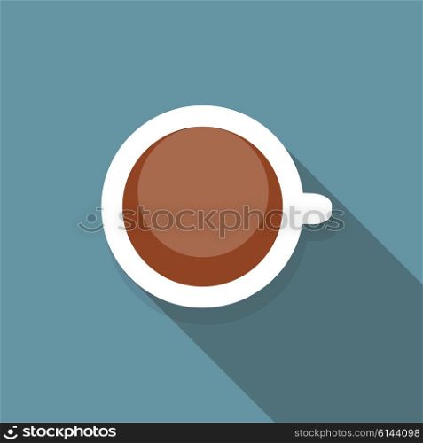 Cup of Coffee Flat Icon with Long Shadow, Vector Illustration Eps10