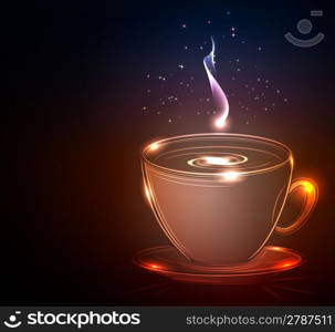 Cup of coffee, glowing illustration