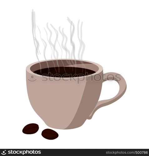 Cup of coffee icon in cartoon style on a white background. Cup of coffee icon, cartoon style