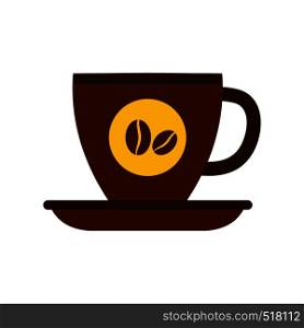 Cup of coffee icon in flat style isolated on white background. Cup of coffee icon, flat style