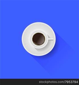 Cup of Coffee Isolated on Blue Background. Cup of Coffee