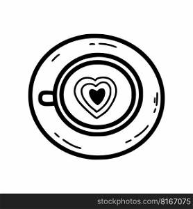 Cup of coffee on white background. Vector doodle illustration. Sketch. Icon for  cafe or restaurant.