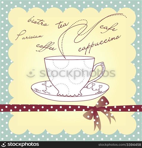 Cup of coffee or tea. Vector illustration.