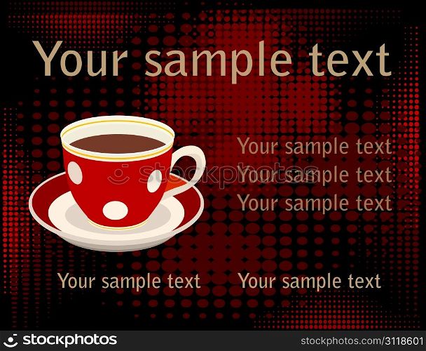 cup of coffee over halftone background