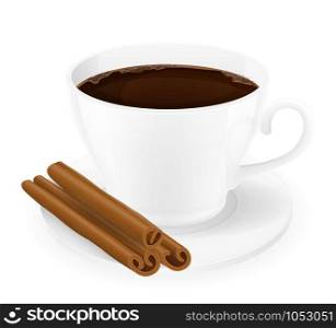 cup of coffee with cinnamon sticks vector illustration isolated on white background